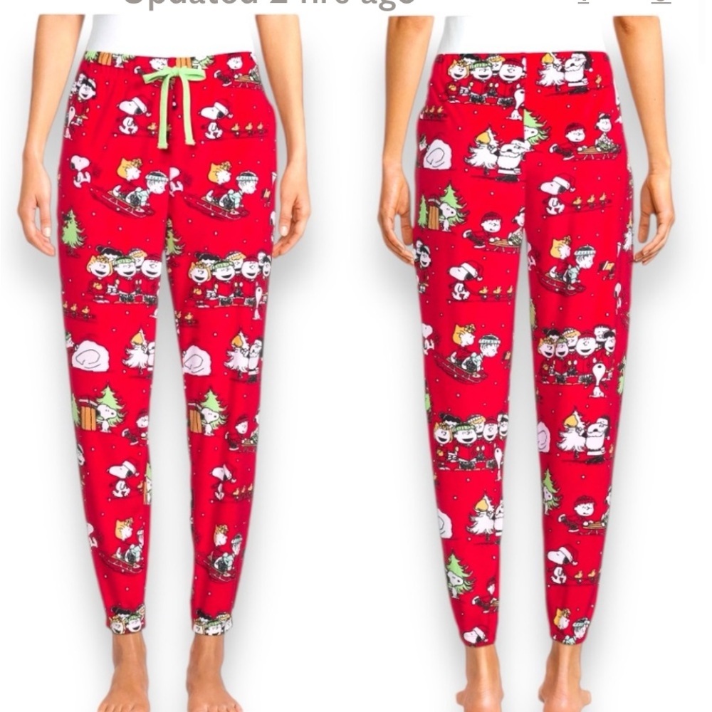 50%offw❤️ Peanuts Snoopy Christmas Licensed Plush Brilliant Red Jogger Pant M